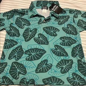 Elk Kids Tropical Leaf Polo - Aqua